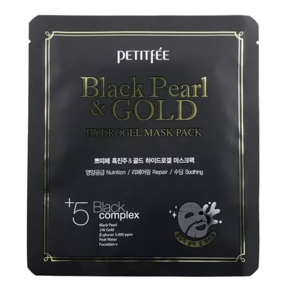 - Black Pearl & Gold Hydrogel Mask Pack - Hydrożelowa Maska do Twarzy Czarna Perła i Złoto - 32g