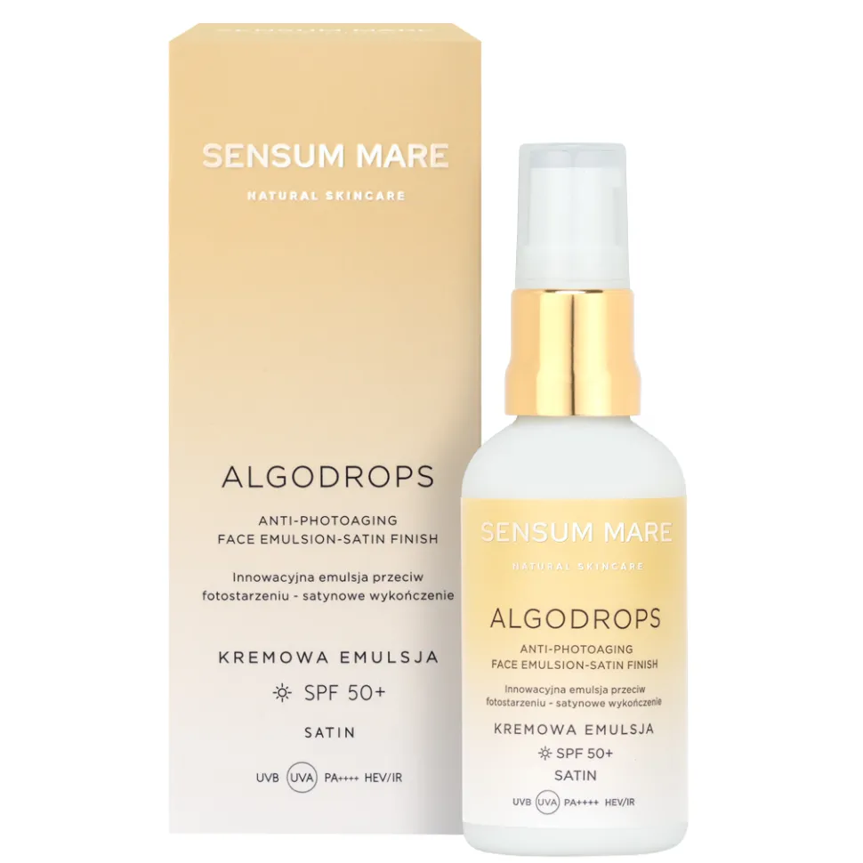 ALGODROPS Satin Innowacyjna kremowa emulsja ochronna przeciw fotostarzeniu o satynowym wykończeniu SPF 50+ UVB UVA PA++++ HEV/IR