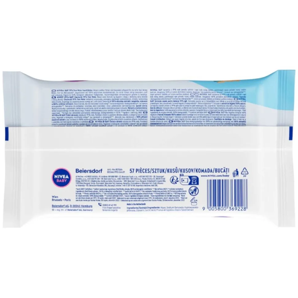 Baby chusteczki biodegradowalne 99% Pure Water 57szt