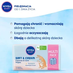 Baby Soft & Cream chusteczki biodegradowalne 4x57szt
