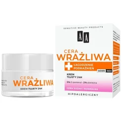 Cera Wrażliwa krem tłusty do cery suchej i normalnej 24h - bezzapachowy 50ml