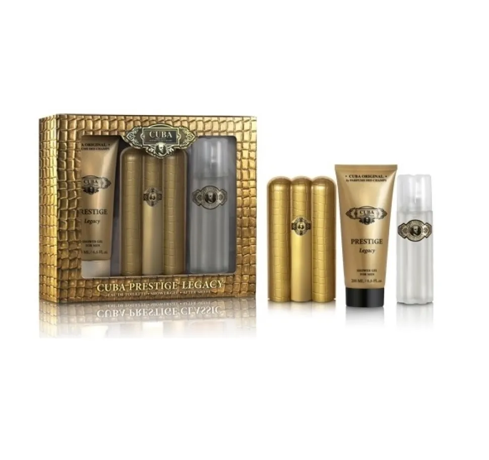 Cuba Prestige Legacy zestaw woda toaletowa spray 90ml + żel pod prysznic 200ml + woda po goleniu 100ml