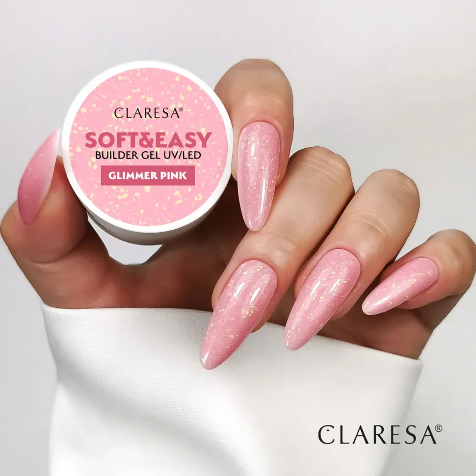 Żel budujący SOFT&EASY BUILDER GEL GLIMMER PIINK 12g