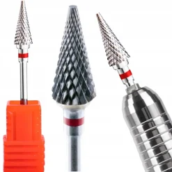 Frez karbidowy z węglika spiekanego stożek szpic choinka średni czerwony