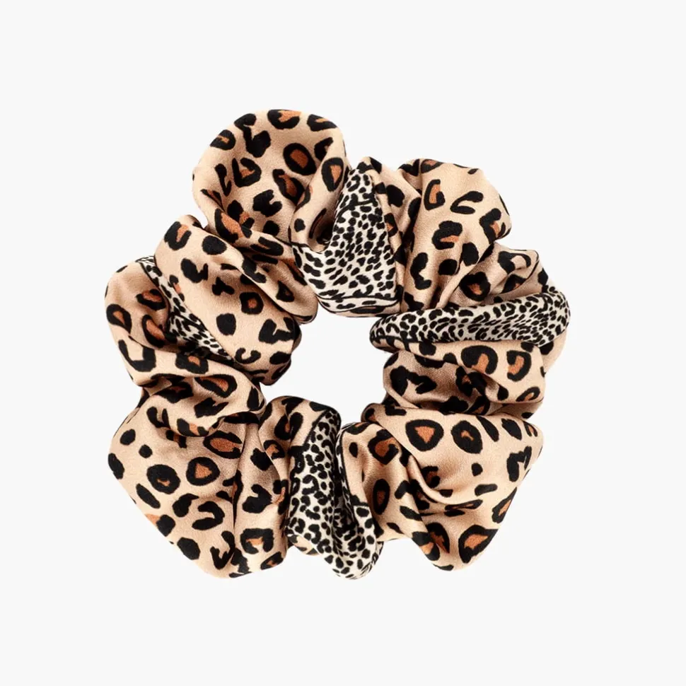 gumka do włosów Scrunchie jedwabna w cętki – leopard