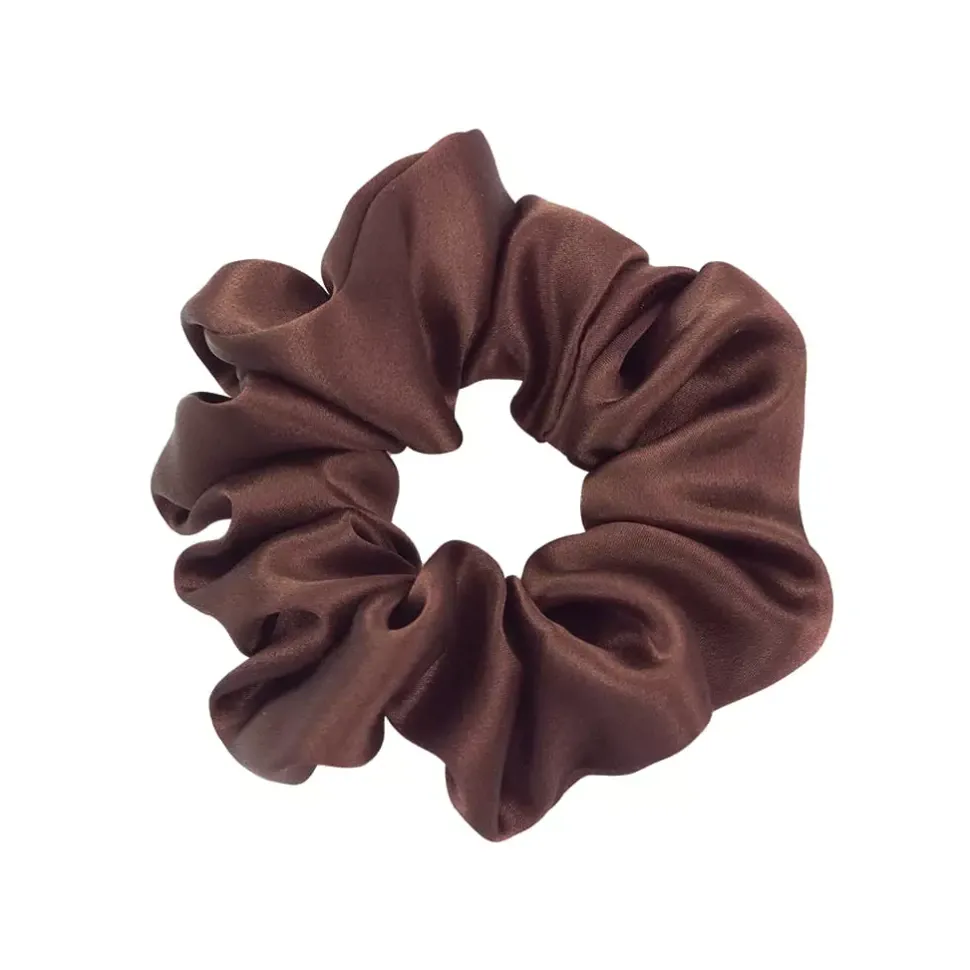 gumka do włosów Scrunchie jedwabna – czekoladowa