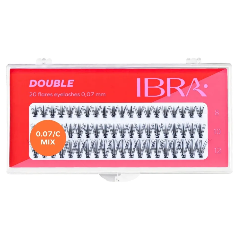 Kępki sztucznych rzęs DOUBLE 0.07/C/MIX