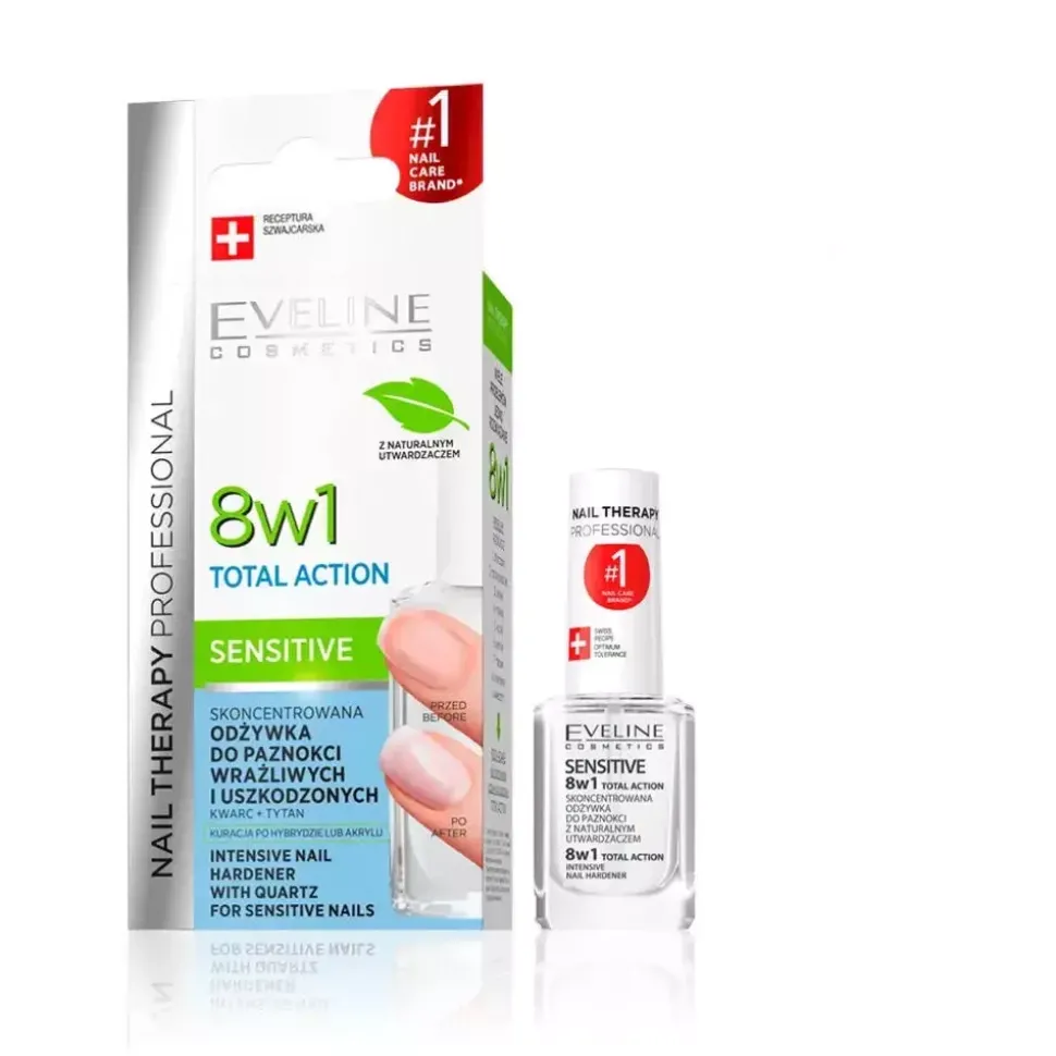 NAIL THERAPY Skoncentrowana odżywka do paznokci kruchych i łamliwych total action sensitive 8w1, 12 ml