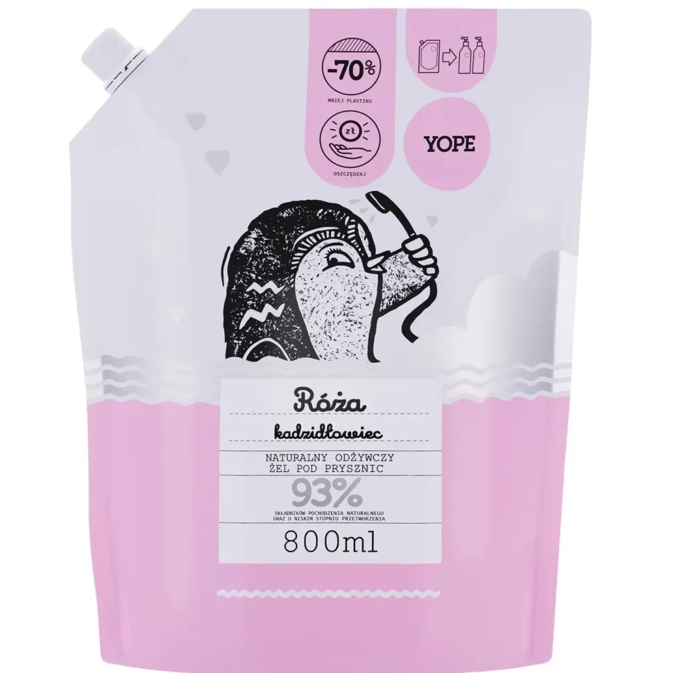 Naturalny żel pod prysznic Róża i Kadzidłowiec Refill 800 ml