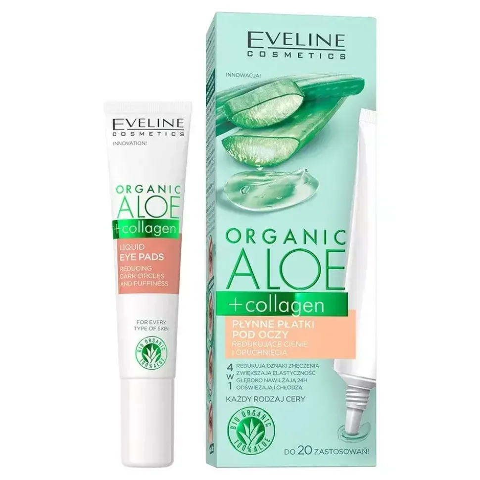 ORGANIC ALOE + COLLAGEN Płynne płatki pod oczy zmniejszające cienie i obrzęki 20 ml