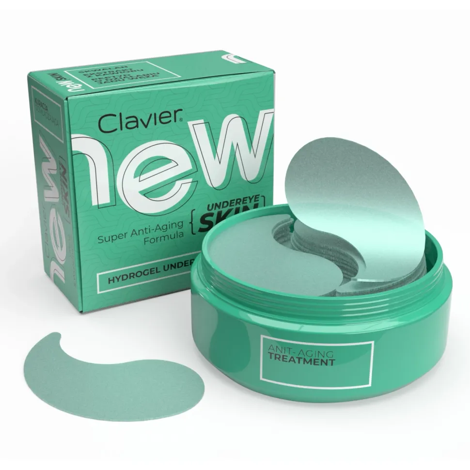 Płatki żelowe pod oczy Clavier NEW undereye SKIN, kuracja odmładzająca, lifting i wypełnienie, 60szt.