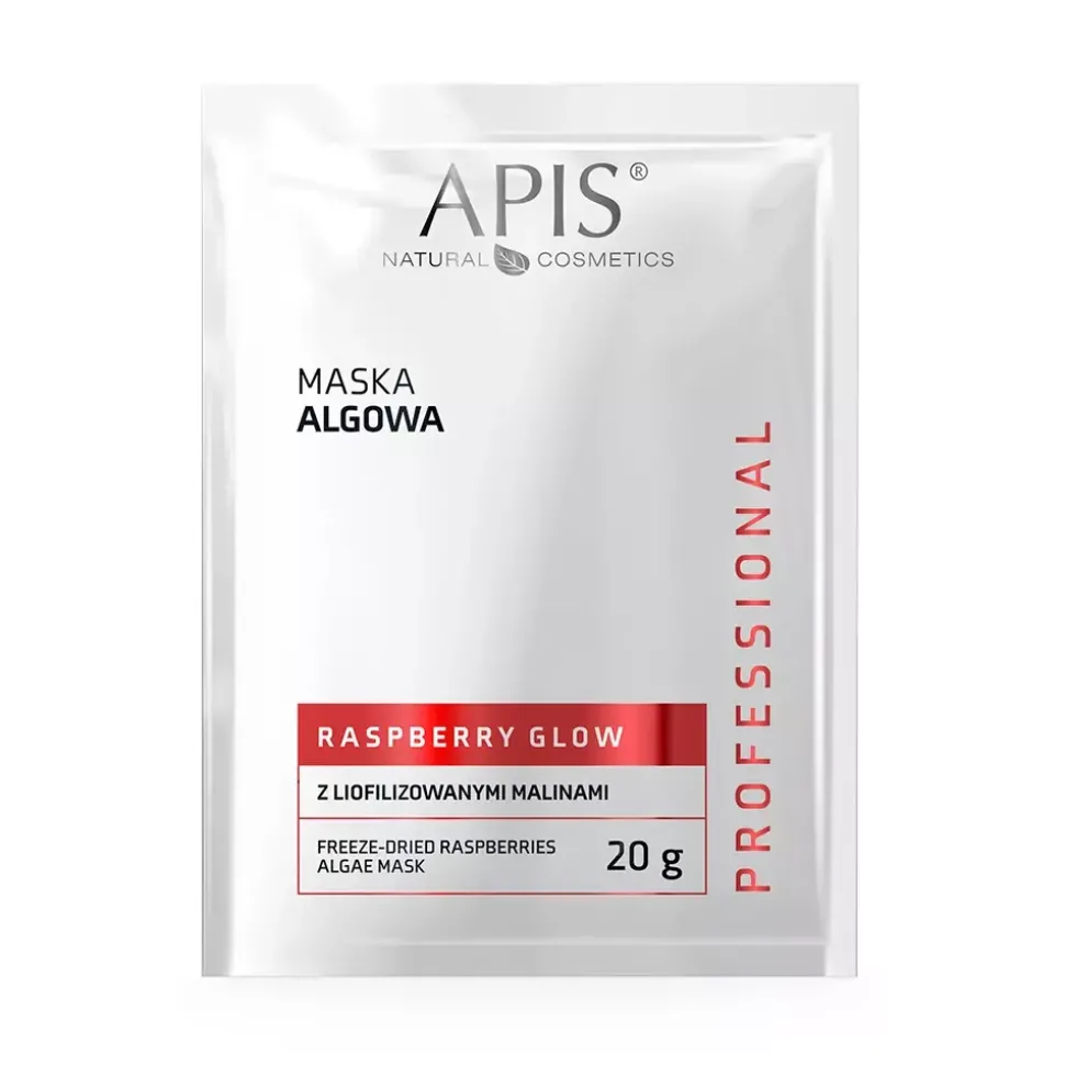 Raspberry Glow, Maska algowa z liofilizowanymi malinami, 20g