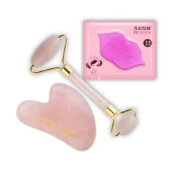 roller kwarcowy+ kamień GUA SHA+ maseczka do ust Pilaten