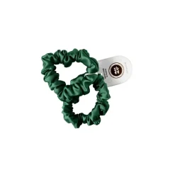 Scrunchie Medium Dark Green - Zestaw dwóch gumek jedwabnych