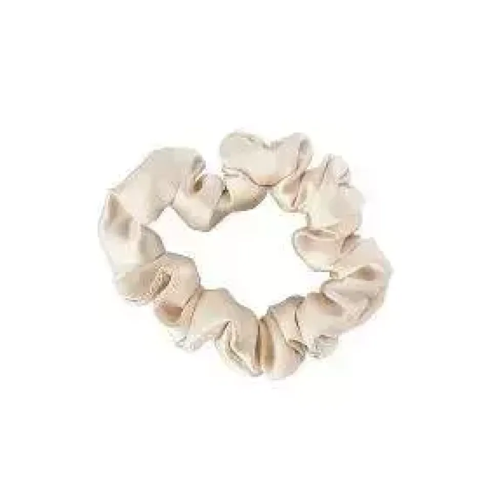 Scrunchie Medium Light Beige - Zestaw dwóch gumek jedwabnych