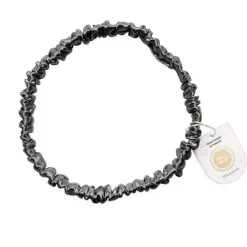 Szeroka jedwabna marszczona opaska - Black