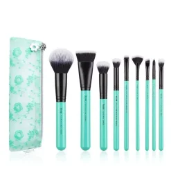 Zestaw 9 pędzli do makijażu T321 + kosmetyczka Turquoise Collection