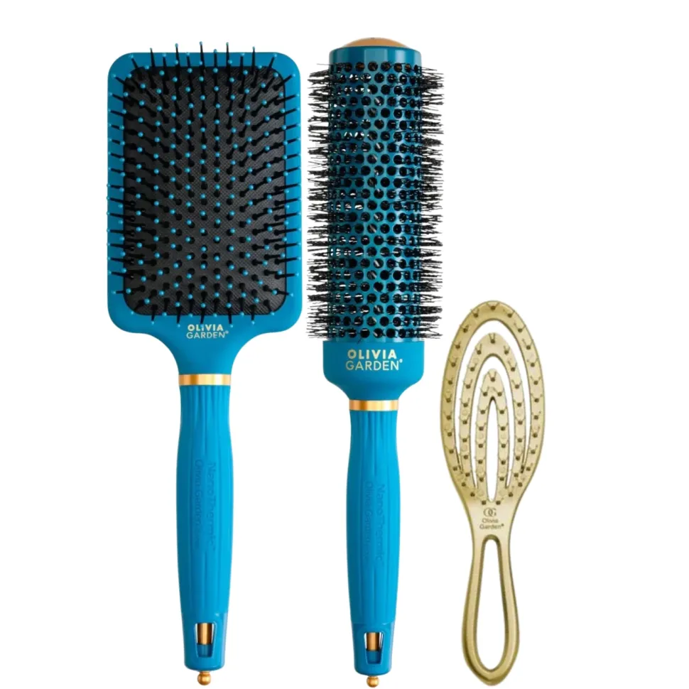Zestaw prezentowy szczotek do włosów Peacock + Holiday Brush podróżna szczotka złota
