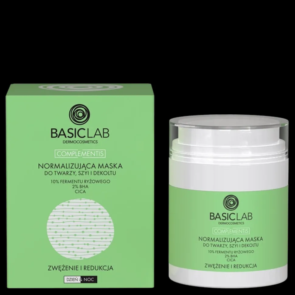 Zwężenie i redukcja Normalizująca maska do twarzy, szyi i dekoltu, 10% Fermentu ryżowego, 2% BHA, CICA 50ml
